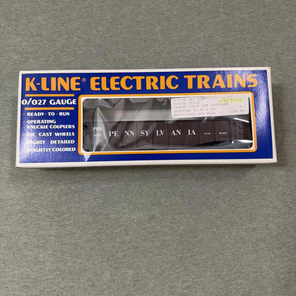 K-Line O/O27 Gauge‎ Pennsylvania Railroad PRR 6513 Gondola New In Box